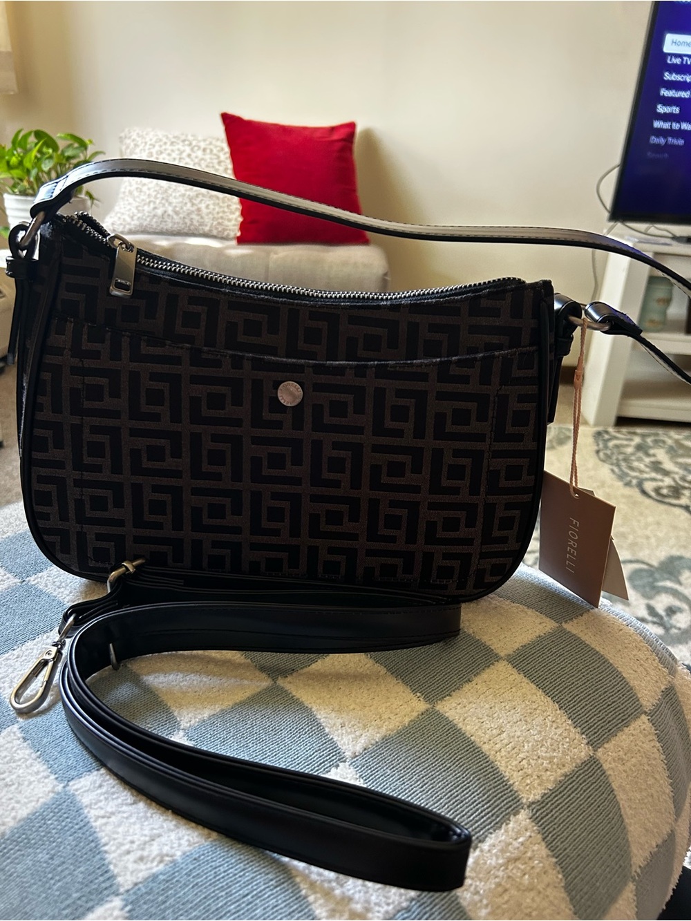 Black Geometric Crossbody Bag